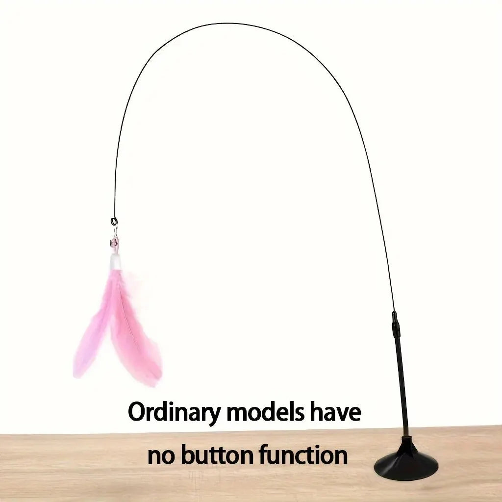 Cat Teaser Wand Toy with Suction Cup and Bell