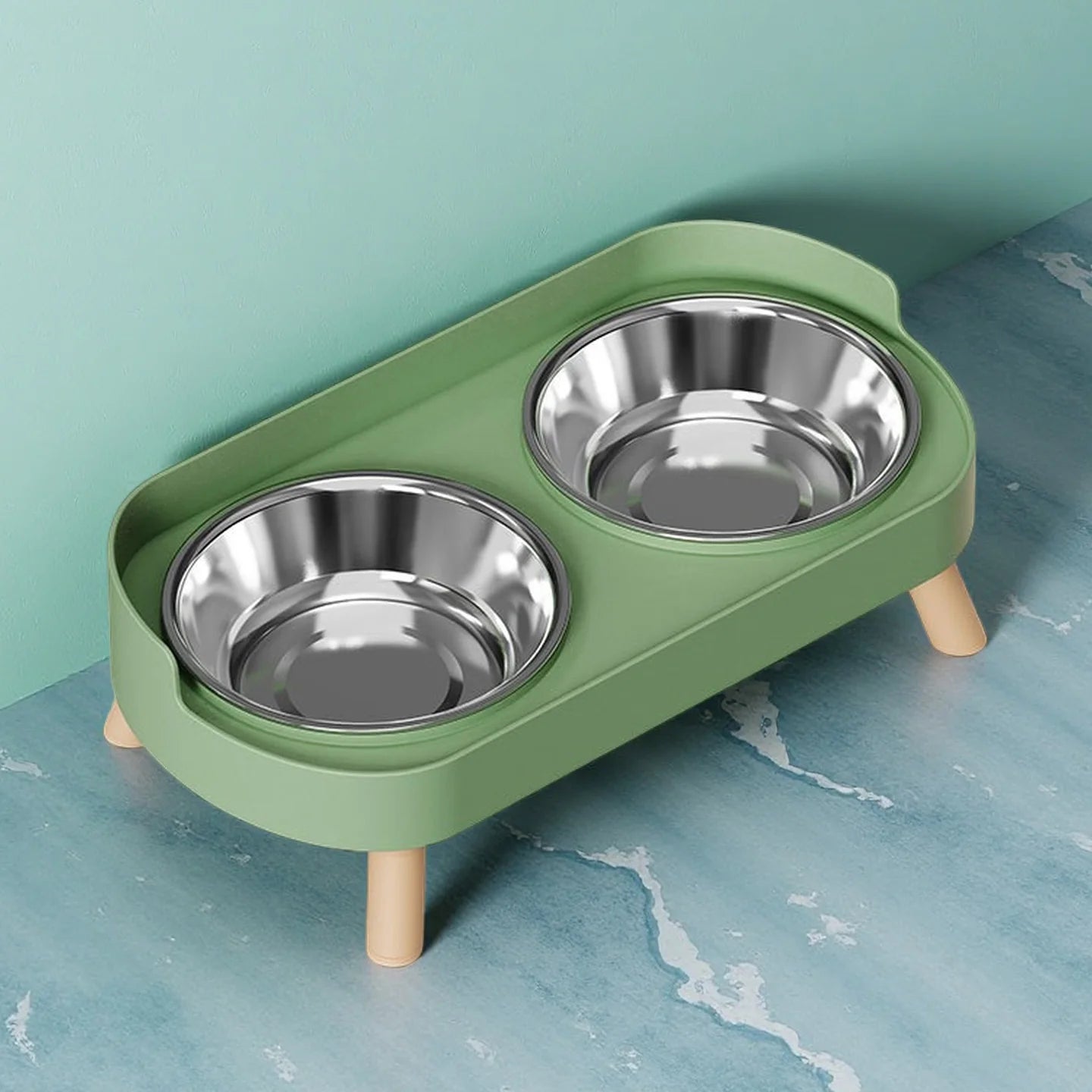 Elevated Pet Feeder with Dual Stainless Steel Bowls