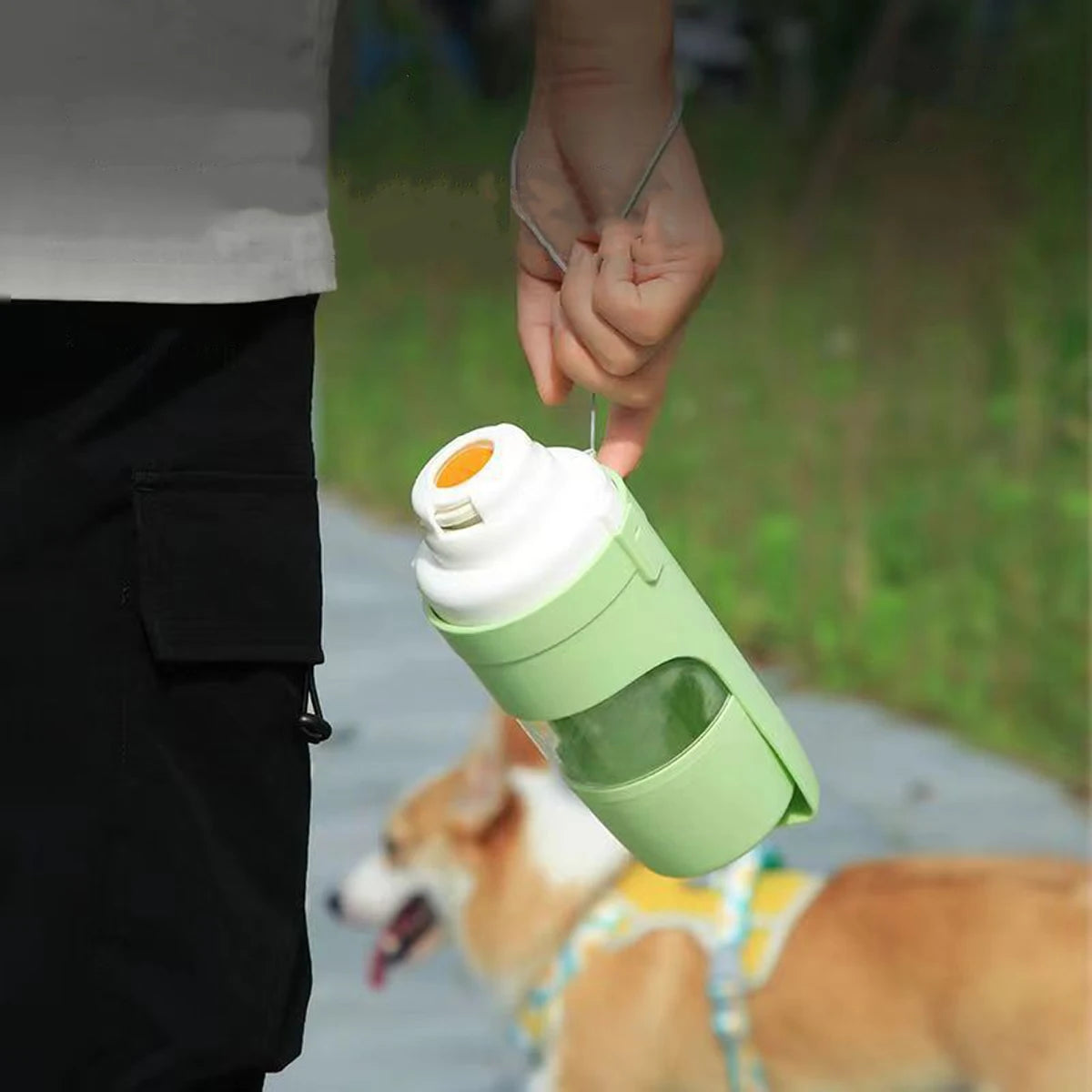 Portable Dog & Cat Water Bottle 500ml with Food Storage