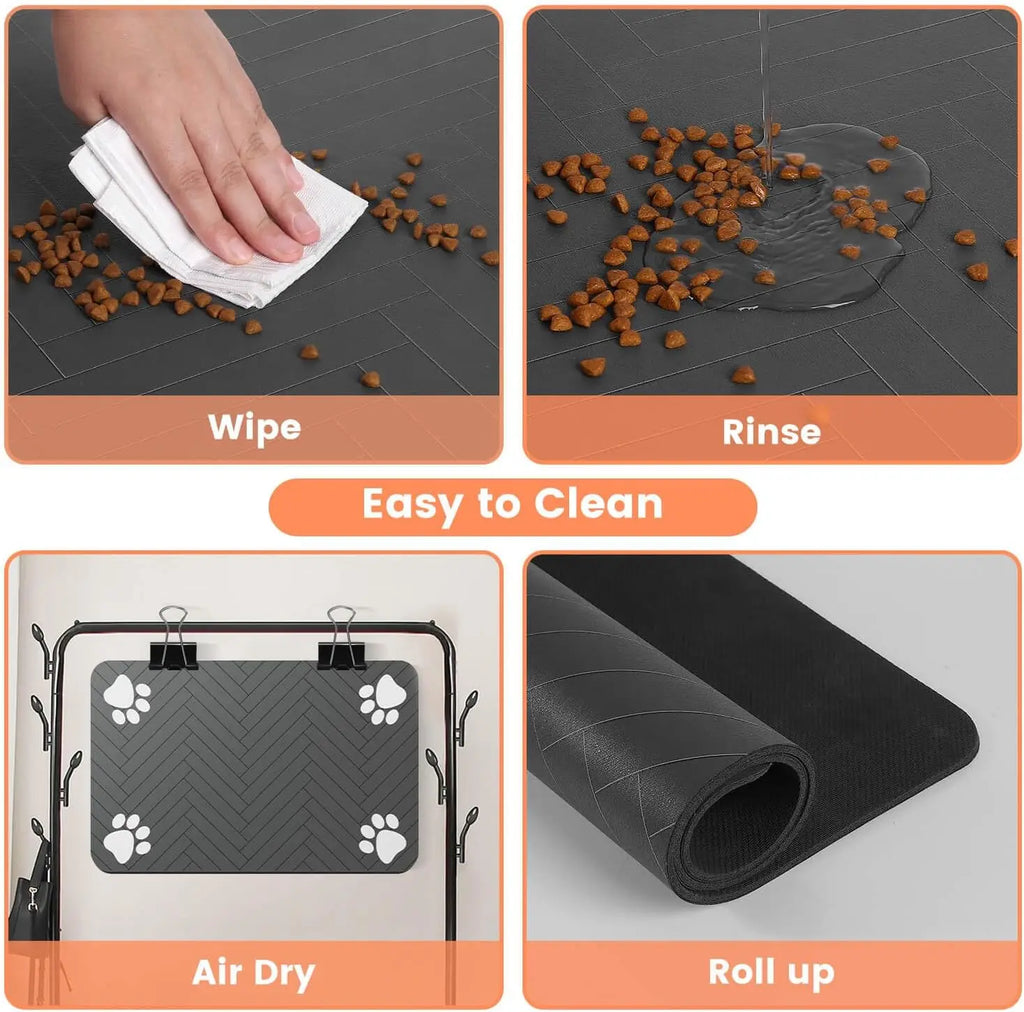 Absorbent Pet Feeding Mat for Food and Water Bowls Waterproof Non-Slip