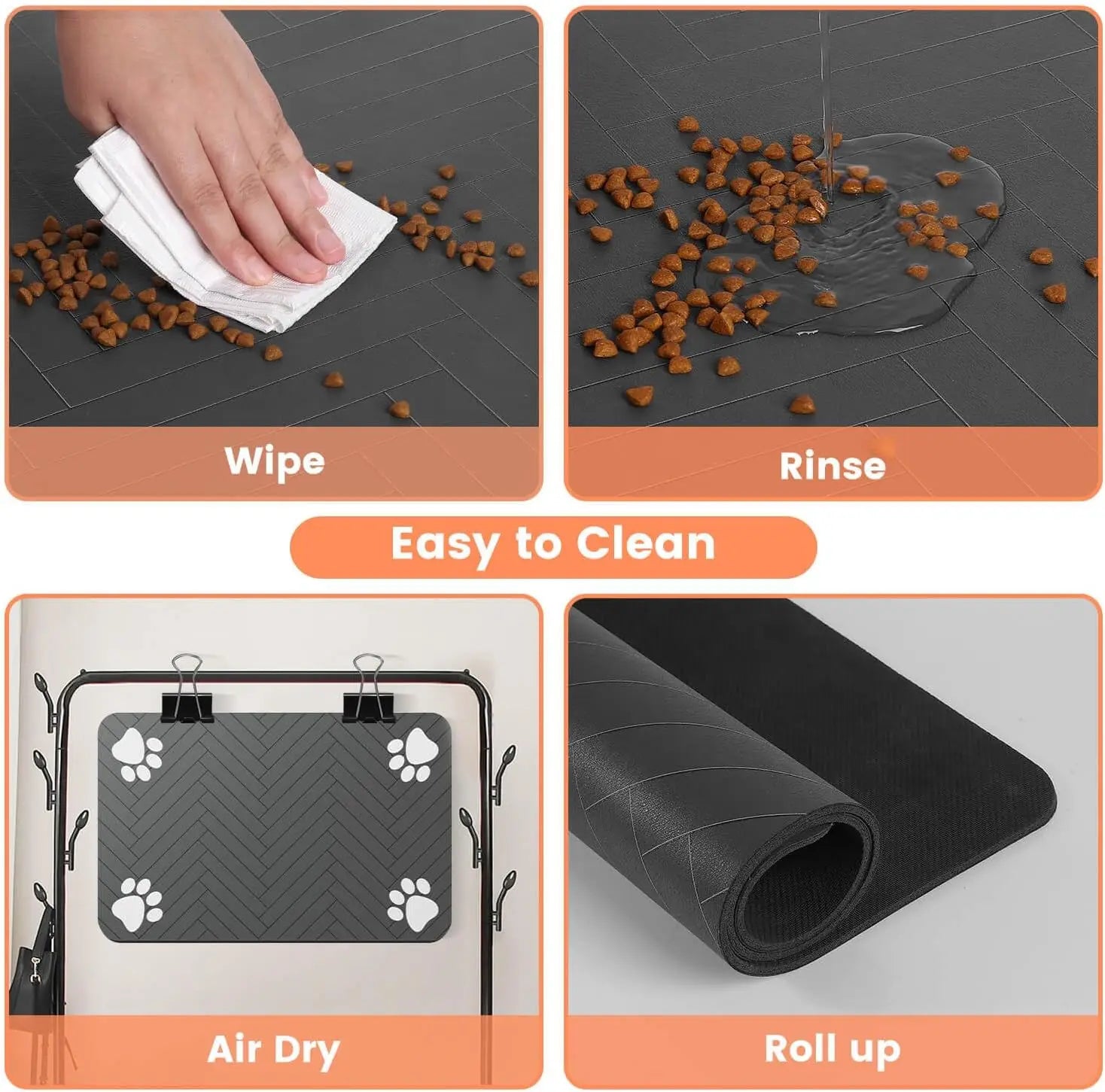 Absorbent Pet Feeding Mat for Food and Water Bowls Waterproof Non-Slip