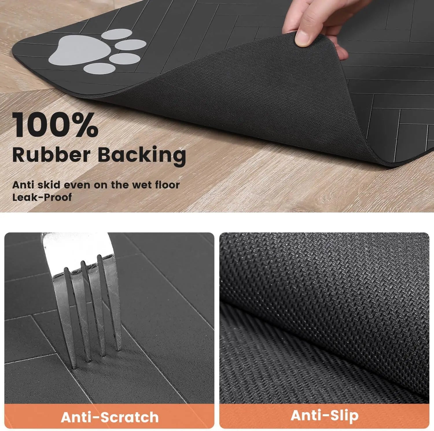 Absorbent Pet Feeding Mat for Food and Water Bowls Waterproof Non-Slip