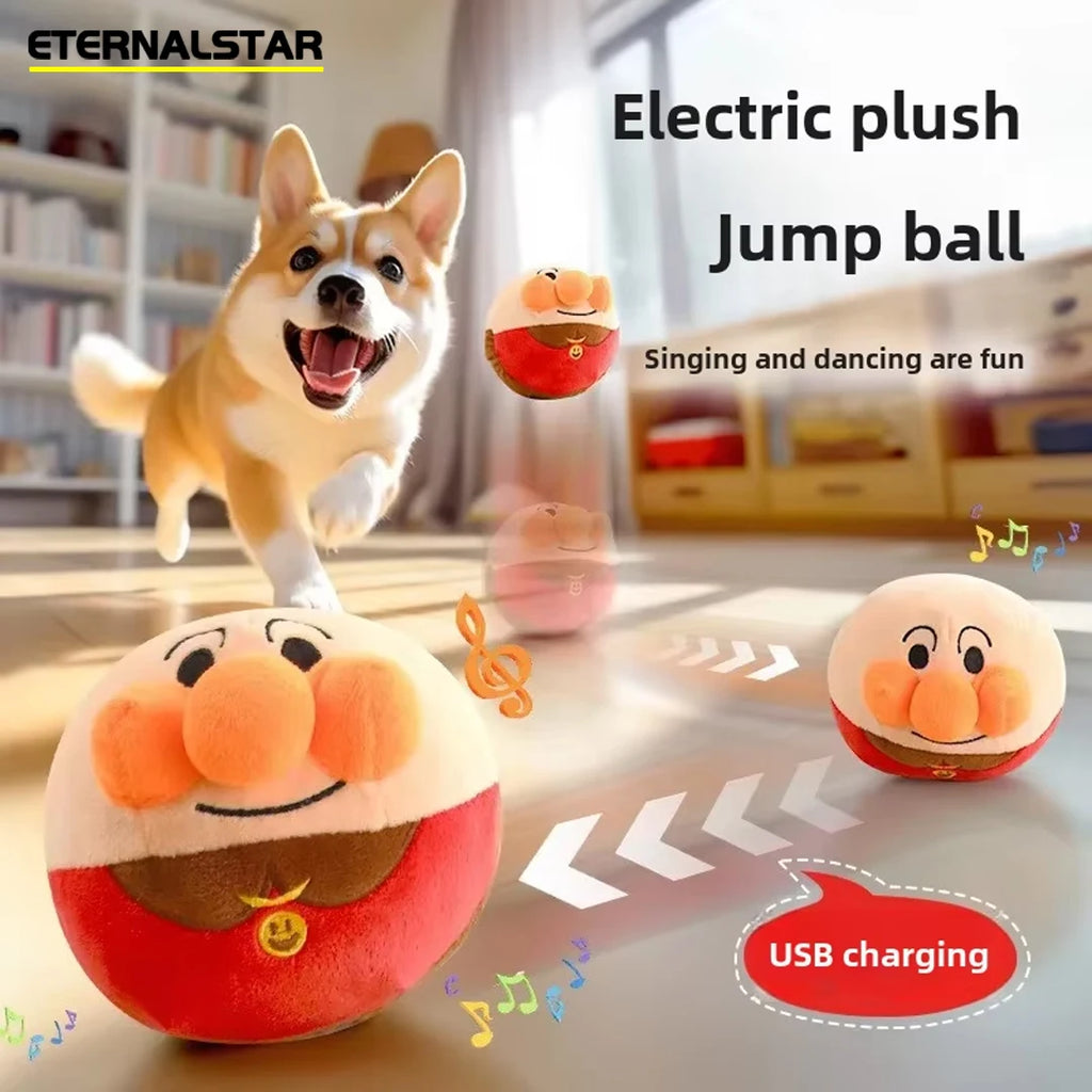 Interactive Electric Plush Jumping Dog Ball – USB Rechargeable Toy