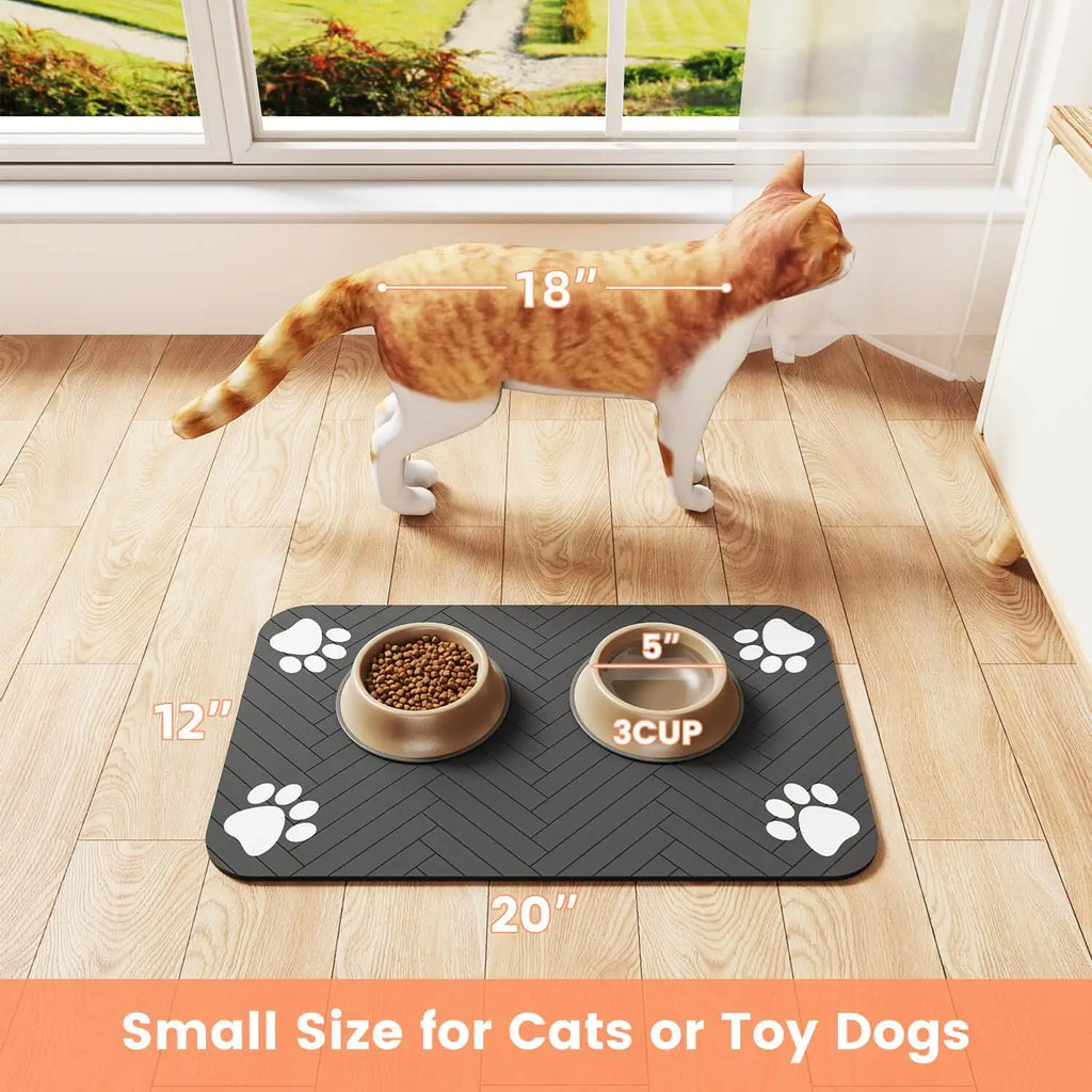 Absorbent Pet Feeding Mat for Food and Water Bowls Waterproof Non-Slip