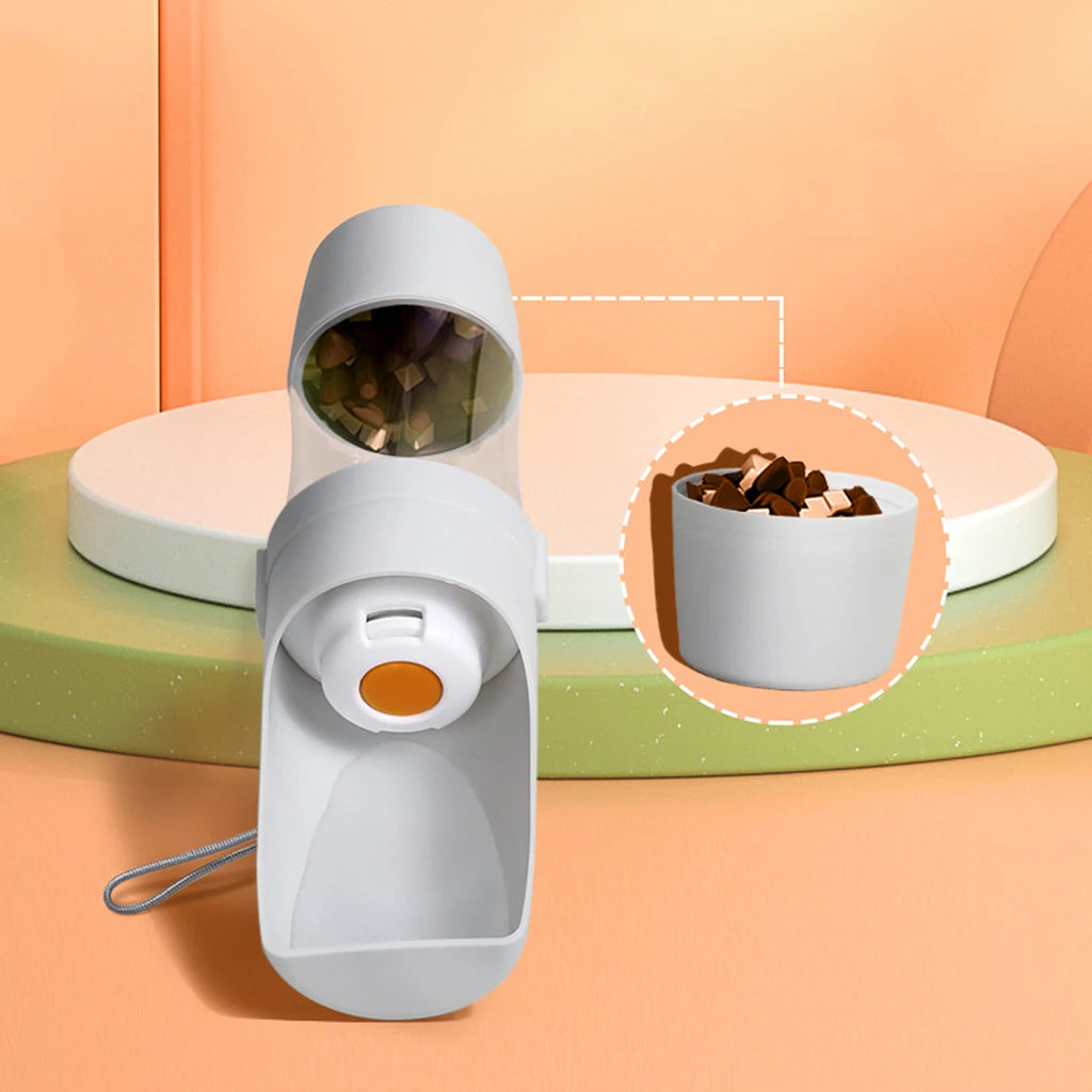 Portable Dog & Cat Water Bottle 500ml with Food Storage
