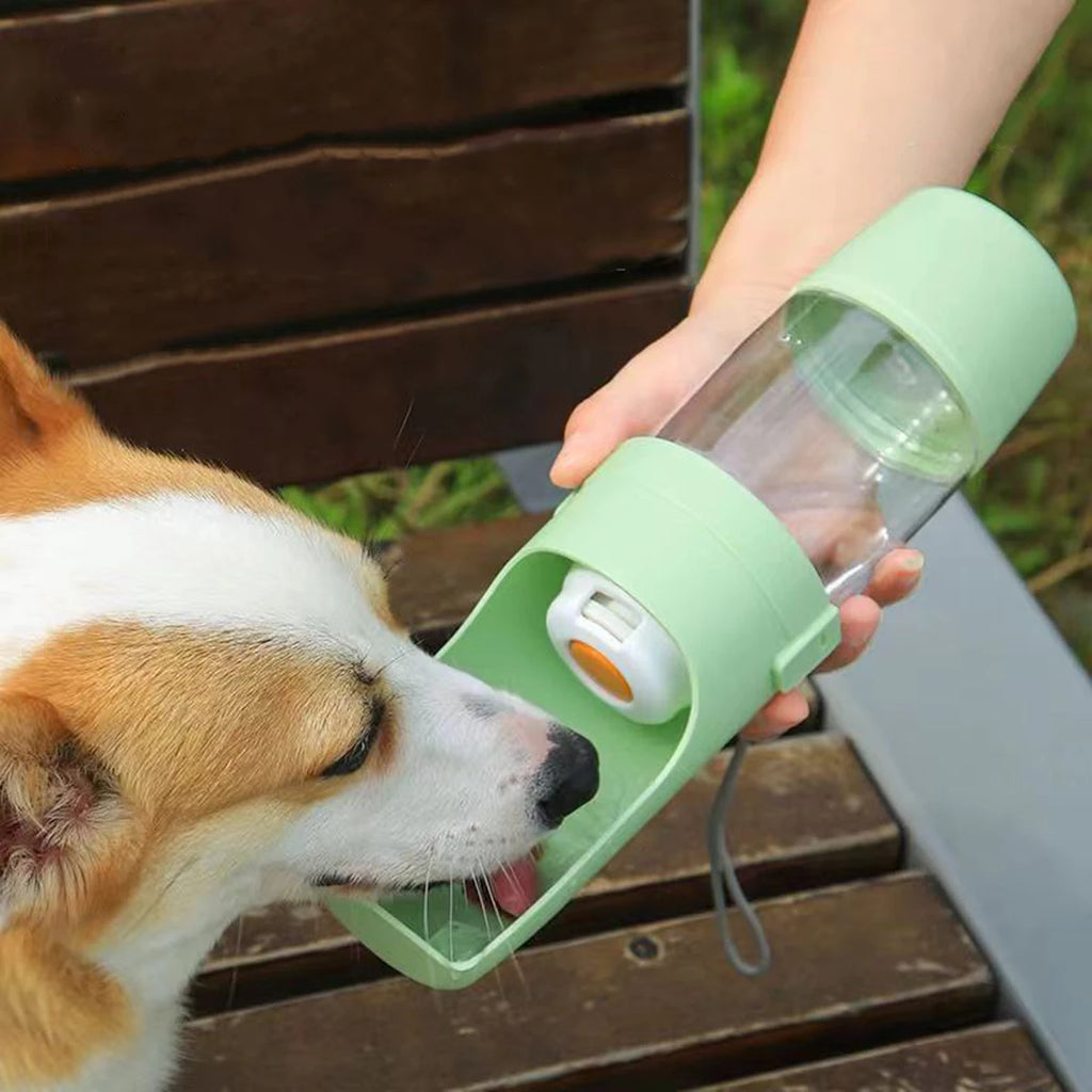 Portable Dog & Cat Water Bottle 500ml with Food Storage