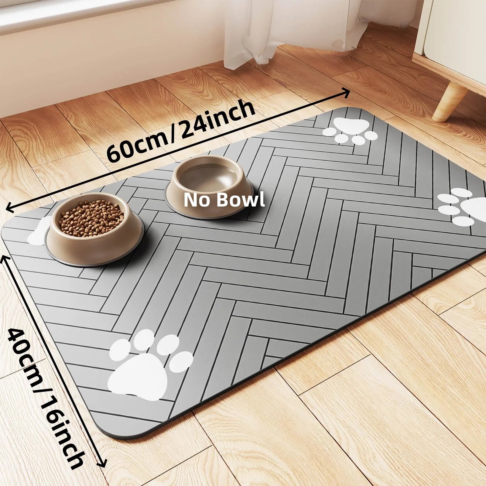 Absorbent Pet Feeding Mat for Food and Water Bowls Waterproof Non-Slip