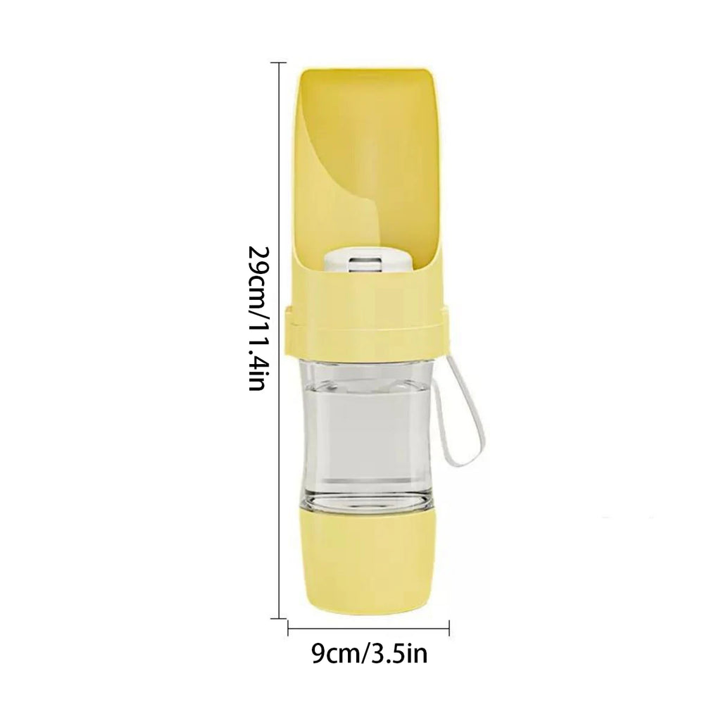 Portable Dog & Cat Water Bottle 500ml with Food Storage