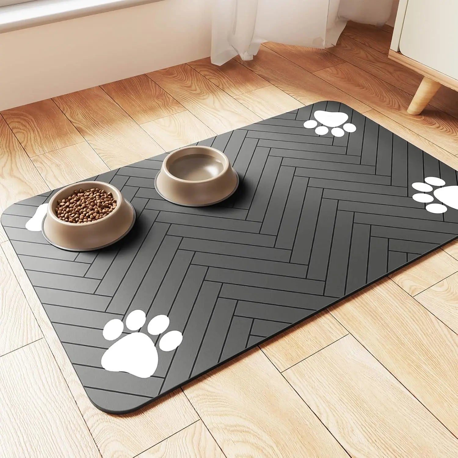 Absorbent Pet Feeding Mat for Food and Water Bowls Waterproof Non-Slip