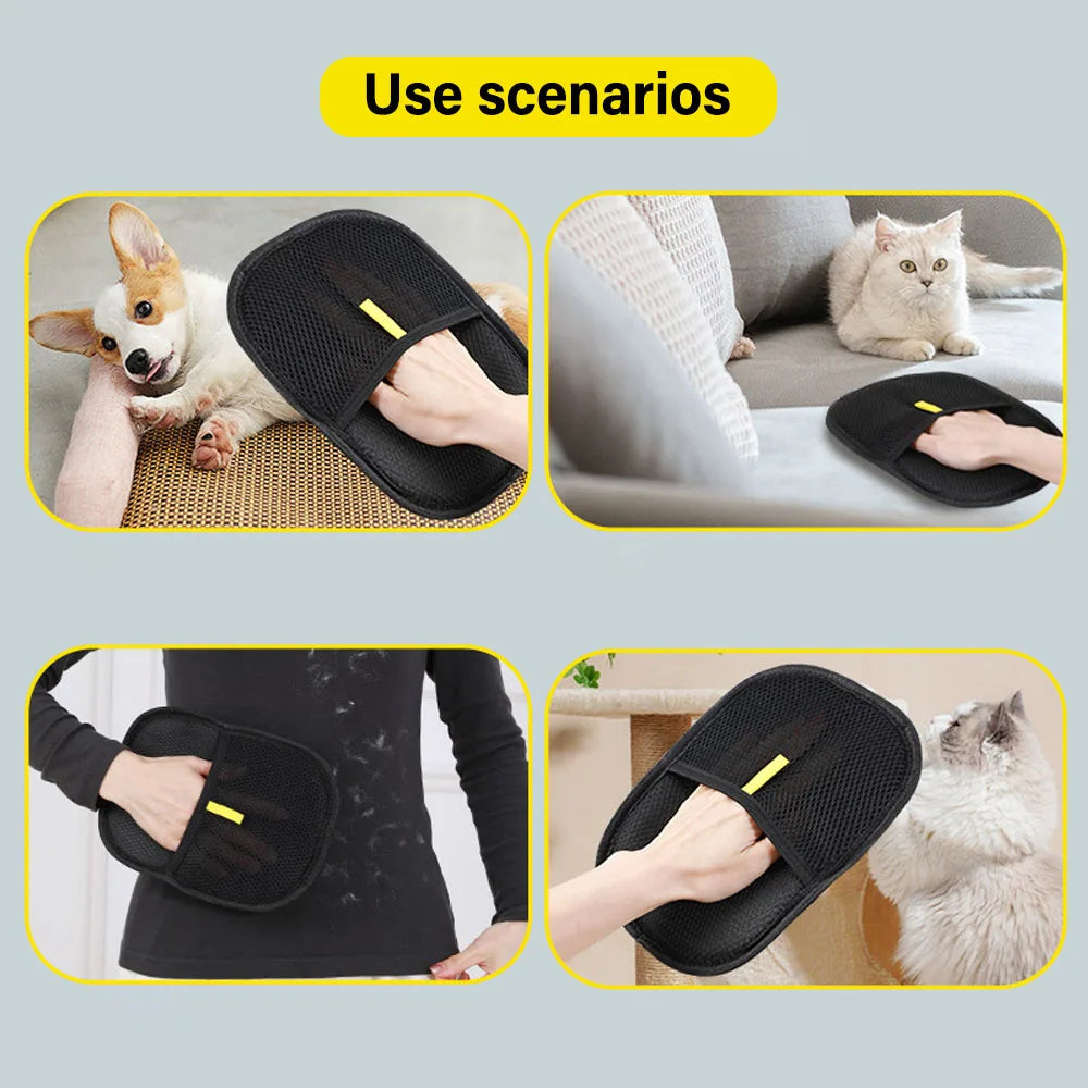 Reusable Pet Hair Removal Grooming Gloves